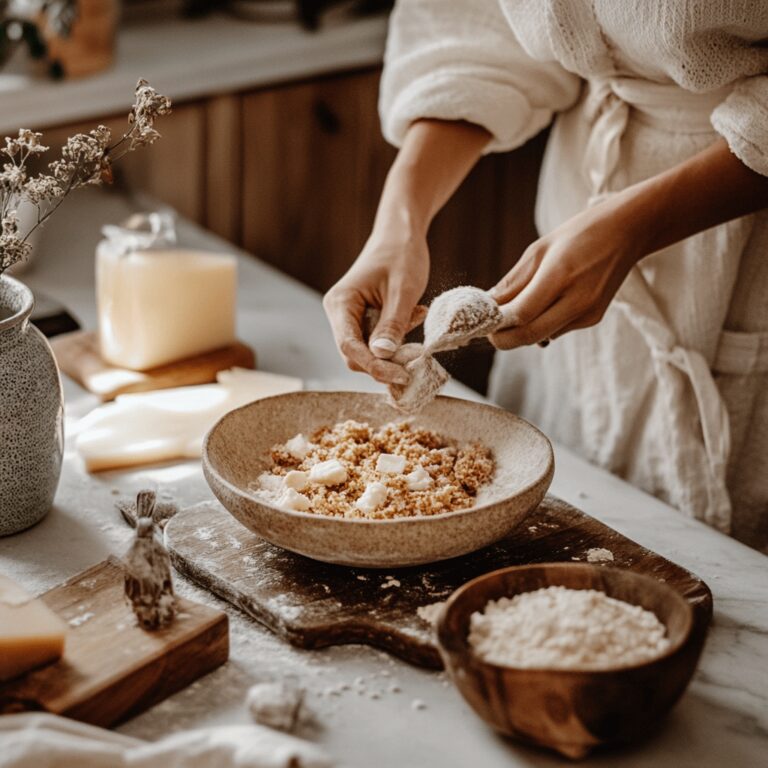 A warm and inviting modern kitchen scene filled with cooking tools and ingredients that reflect the theme of a food blog post. The countertop displays assorted utensils, colorful bowls, and jars of ingredients, with soft, natural lighting creating a cozy atmosphere. The background hints at a variety of snacks and cooking techniques, without focusing on a single dish, embodying a homely yet professional vibe.